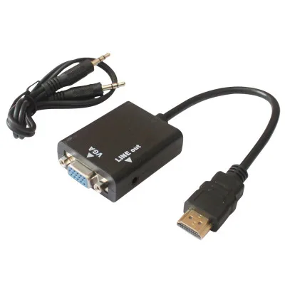 HDMI к VGA с аудио кабелем позолоченный Высокоскоростной 1080P конвертер адаптер папа