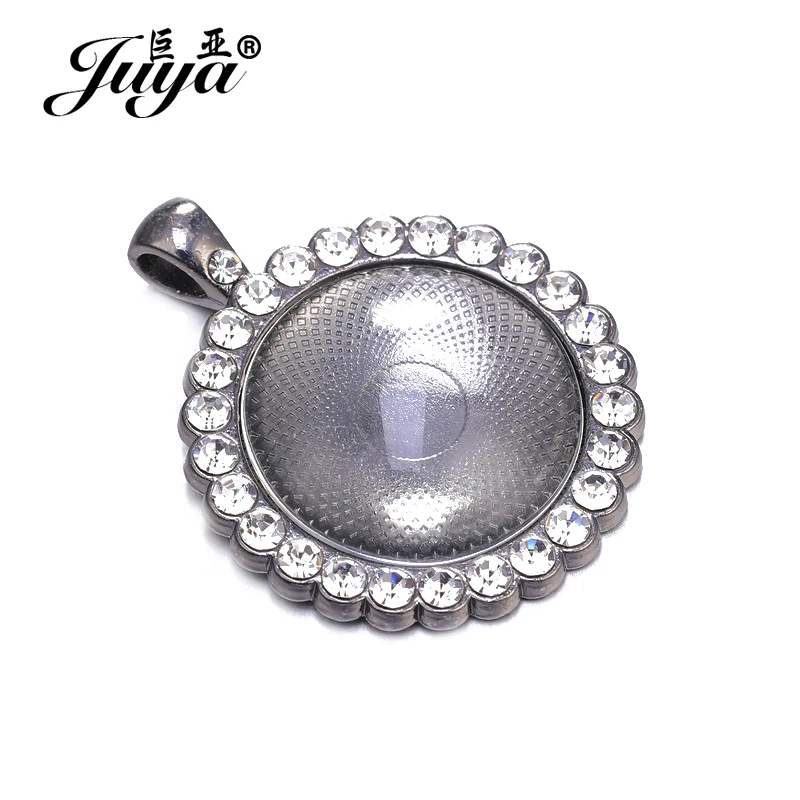 JUYA 3pcs 25/30mm Colorful CZ Zircon Cabochon Base Setting Necklace Pendant DIY Jewelry Making Crafts Accessories JUYA 3pcs 25/30mm Colorful CZ Zircon Cabochon Base Setting Necklace Pendant DIY Jewelry Making Crafts Accessories
