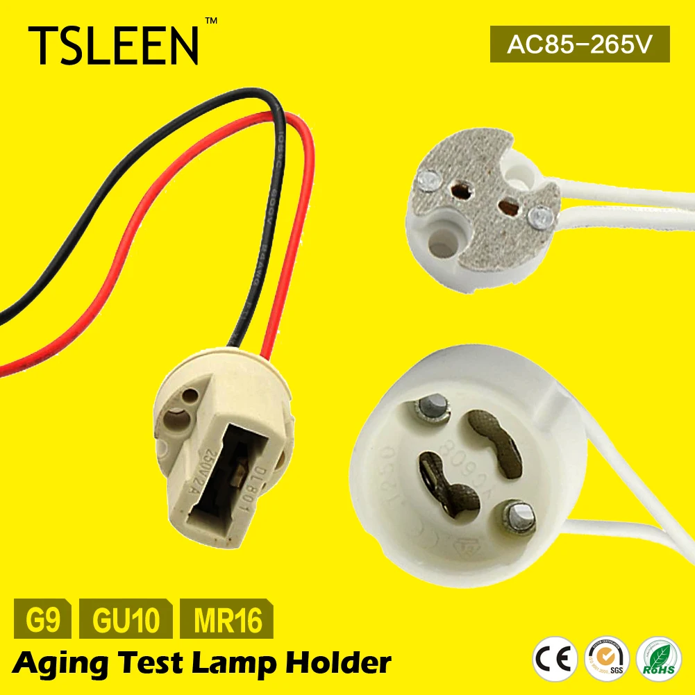 

TSLEEN ON Sale Ceramic Lamp Wire Mains Holder Socket G9 GU10 MR16 Base Connector LED Halogen Bulbs Adapter Aging Test