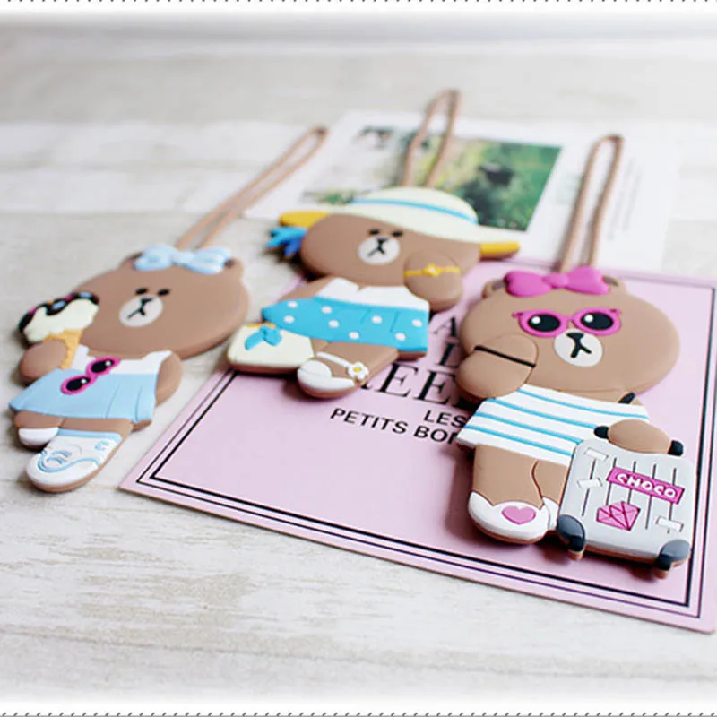 Travel Accessories Cartoon Silica Gel Brown Bear Luggage Tag Women Portable Label Suitcase ID Address Holder Baggage Boarding Travel Accessories Cartoon Silica Gel Brown Bear Luggage Tag Women Portable Label Suitcase ID Address Holder Baggage Boarding