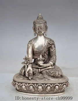 

christmas tibet buddhism silver HEALING MEDICINE BUDDHA Bhaisajyaguru sakyamuni statue halloween