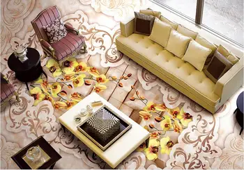 

European modern fashion 3d floor photo wallpaper Custom Marble pattern 3d floor tiles self adhesive wallpaper