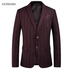 2018 Новое поступление стиль мужчины бутик пиджаки Бизнес Casual однобортный костюм в полоску Мужская Досуг тонкий пиджак M-4XL
