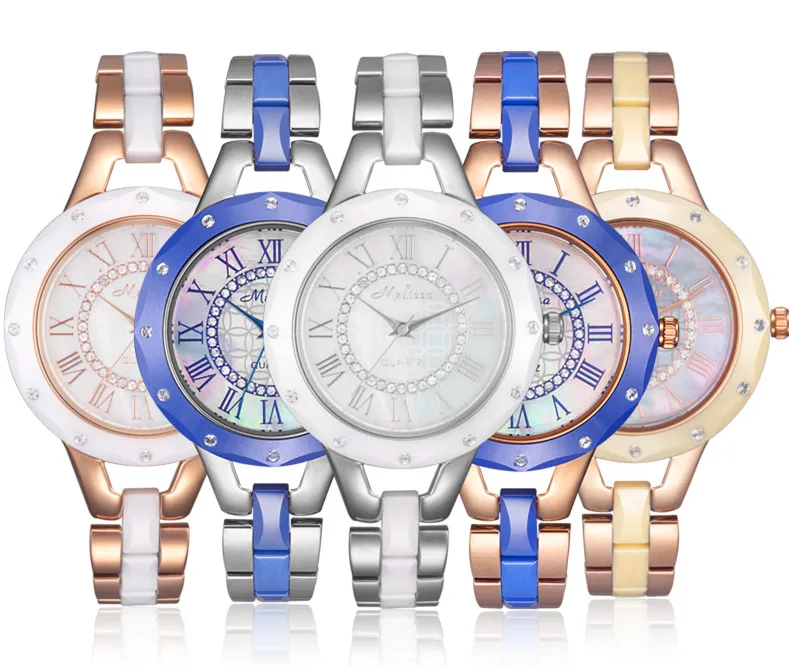 Relógio de Pulso do Vintage Recente Chegou Melissa Feminino Pulseira Relógios 100% Real High-tech Cerâmica Roman Relógio 3atm Montre Femme F8144