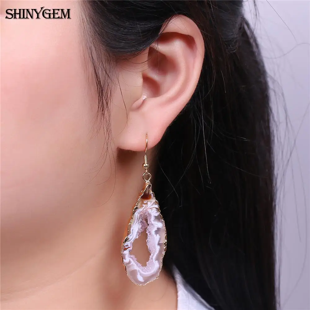 ShinyGem классические нестандартные натуральные черные коричневые серьги капельки