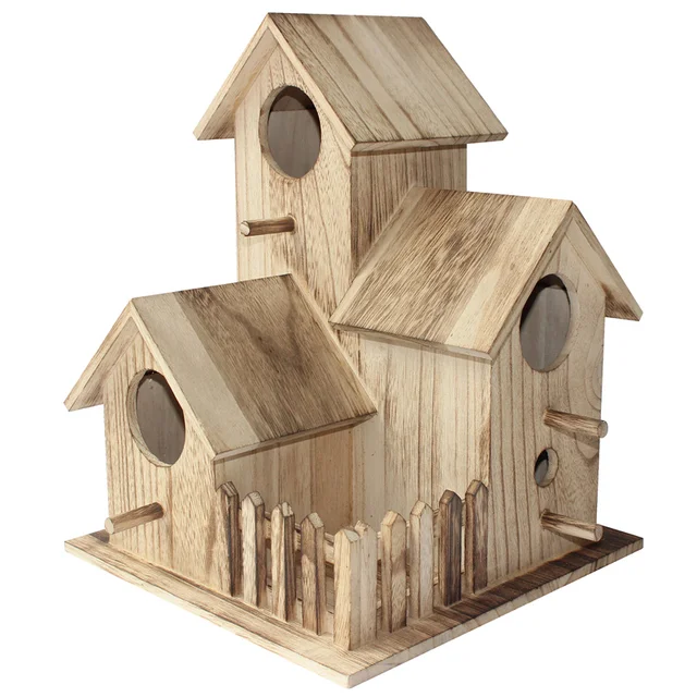 New wooden outdoor  bird house breeding box Wen  Xuanfeng tiger skin peony parrot bird nest wooden house nest cage toy 1