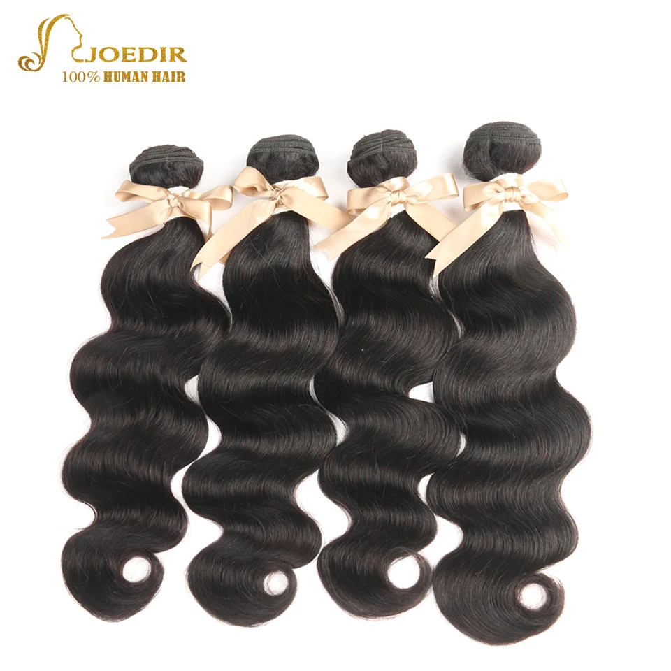 Joedir волос рекомендуется купить 3 или 4 шт. перуанский тела волны Связки человеческих волос натуральный черный 4 цвета шт волос ткань пучки