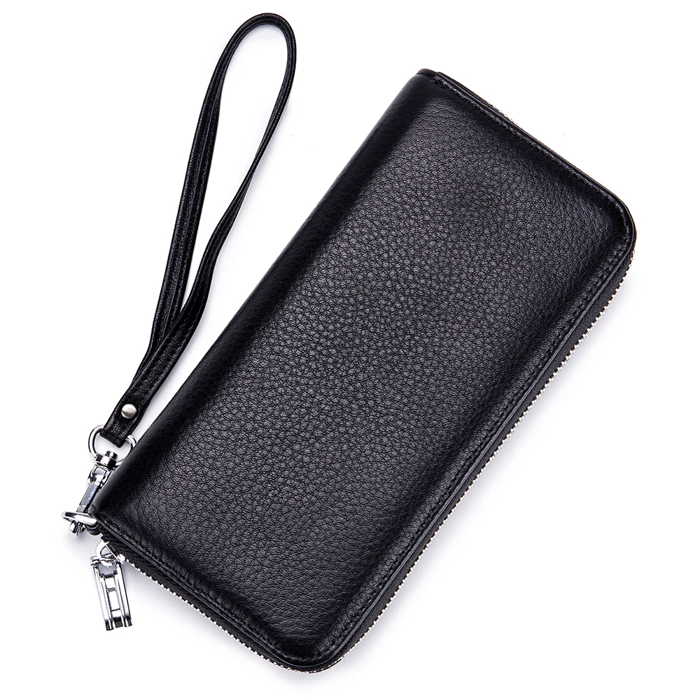 

MELOVO Zipper Fashion Unisex Wallets Genuine Leather Clutches Purse HL85580