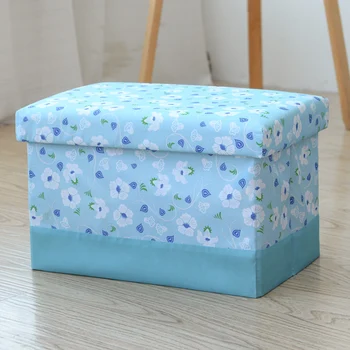 

Multi-function Peach skin Square Folding Storage Stool Firm Creativity Storage Boxes Organizer Kids Book Sundries