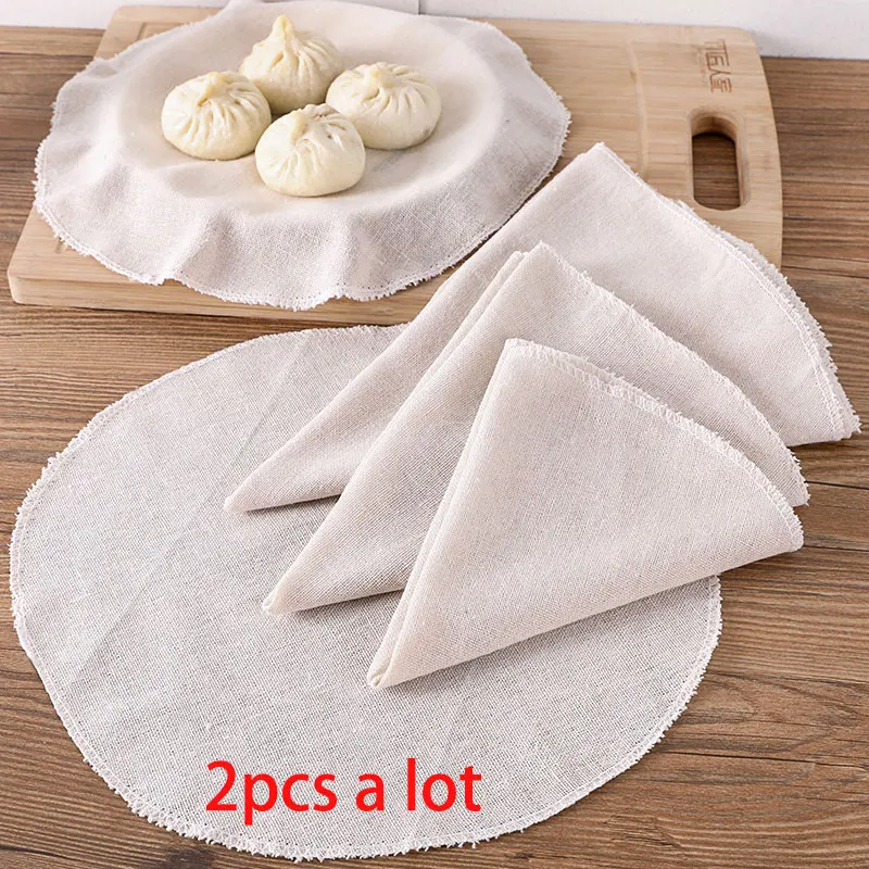 

Round cotton and linen steamer cloth kitchen utensils steamed buns roll non-stick bamboo cloth small cage gauze steaming cloth