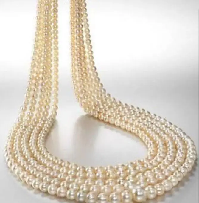 

classic five strands 8-9mm south sea white pearl necklace 18"-25
