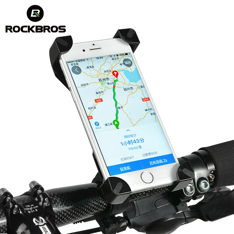 RockBros Bicycle Handlebar Phone Holder Bracket Fit For 3.5-7 inch Phone Black