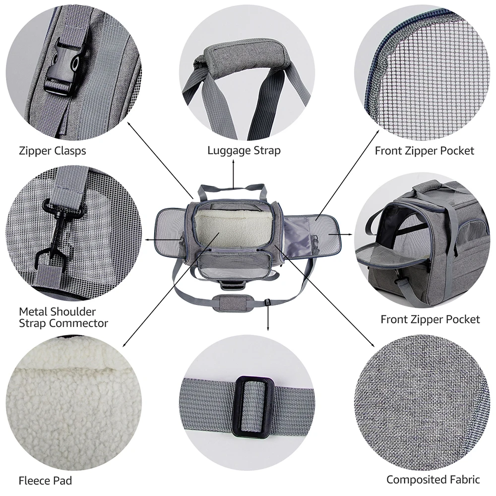  Dog Carrier Portable Pet Backpack Messenger Cat Carrier Outgoing Small Dog Travel Bag Soft Side Bre