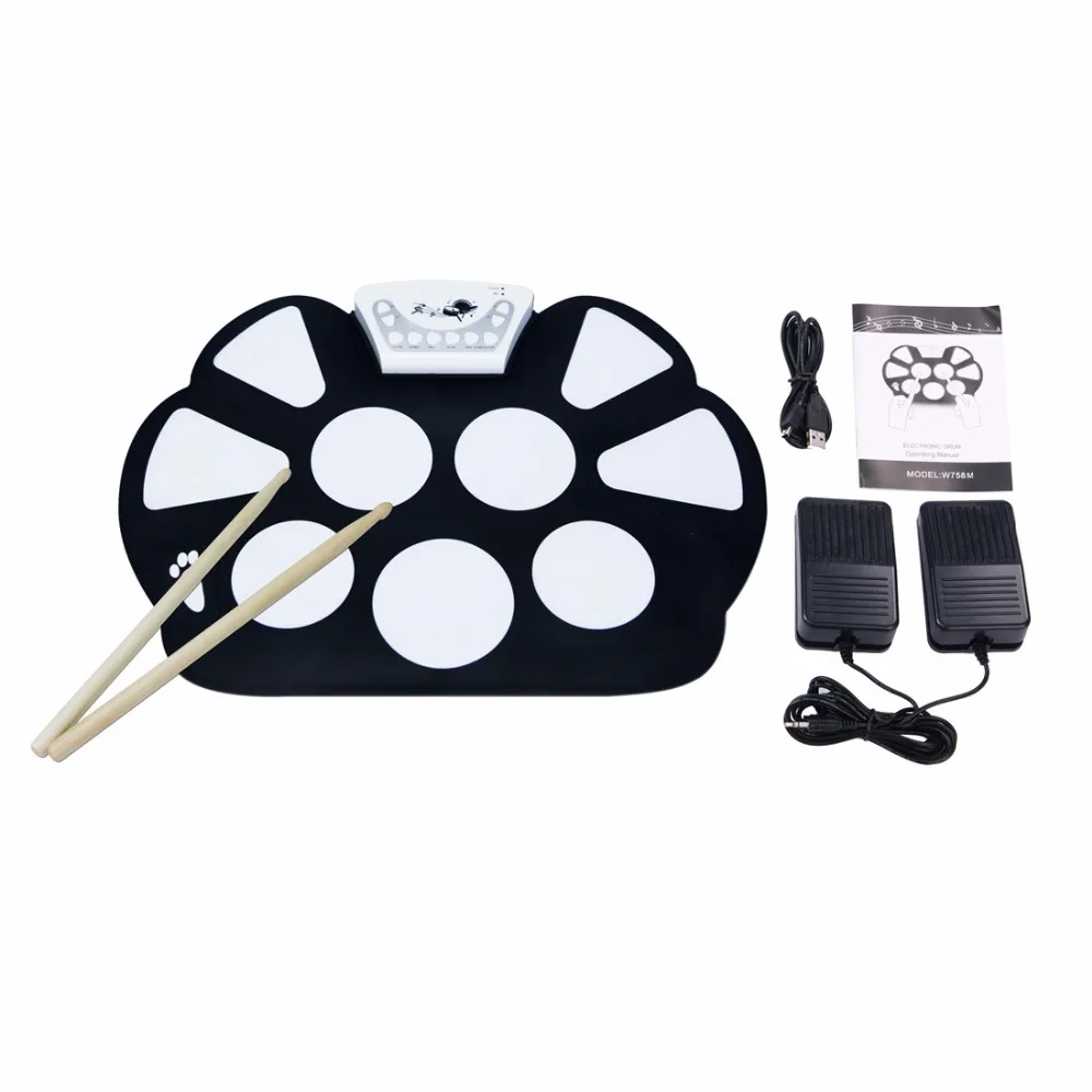 ZONAEL Professional Roll up Drum Pad Kit Silicon Foldable with Stick Portable Drum Electronic Drum USB Drum Musical Instruments
