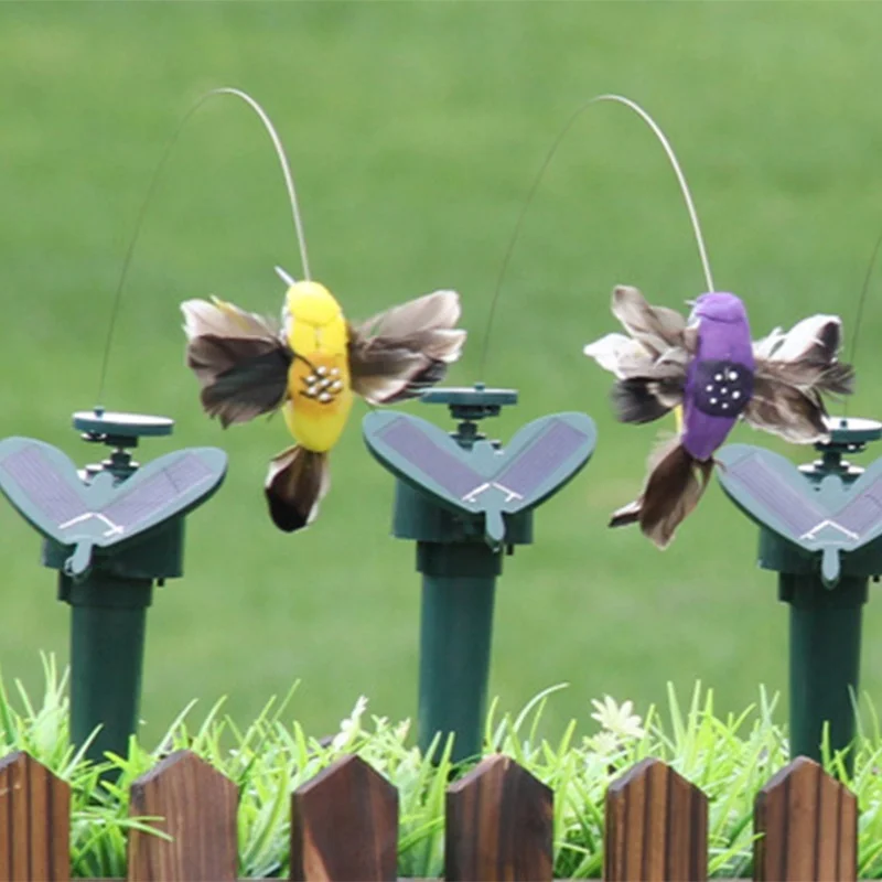 Funny Solar Toys Flying Fluttering Hummingbird Flying Powered Birds For Garden Decoration Random
