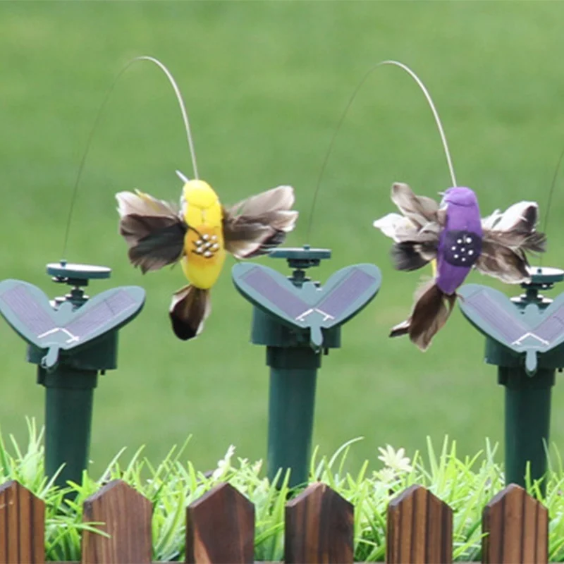 Jouets solaires drôles volant colibri volant oiseaux alimentés pour la décoration de jardin couleur aléatoire