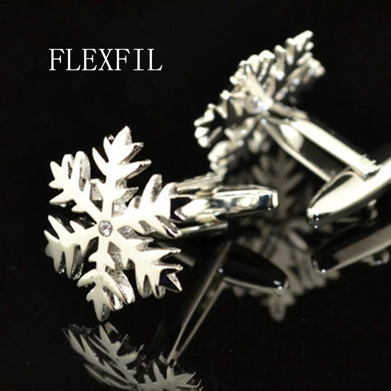 

FLEXFIL Jewelry shirt cufflink for mens designer snowflake Cuff link french Button High Quality Luxury Wedding male