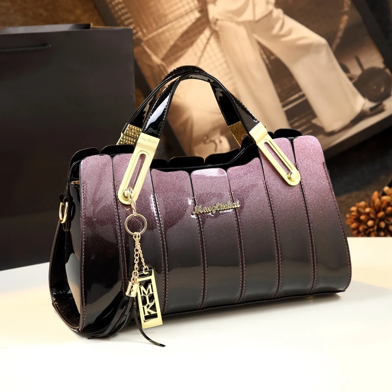 

New Spring 2009 Fashion Lacquer Skew Bag for Women's Bags Middle-aged Mother's One Shoulder Skew Handbag