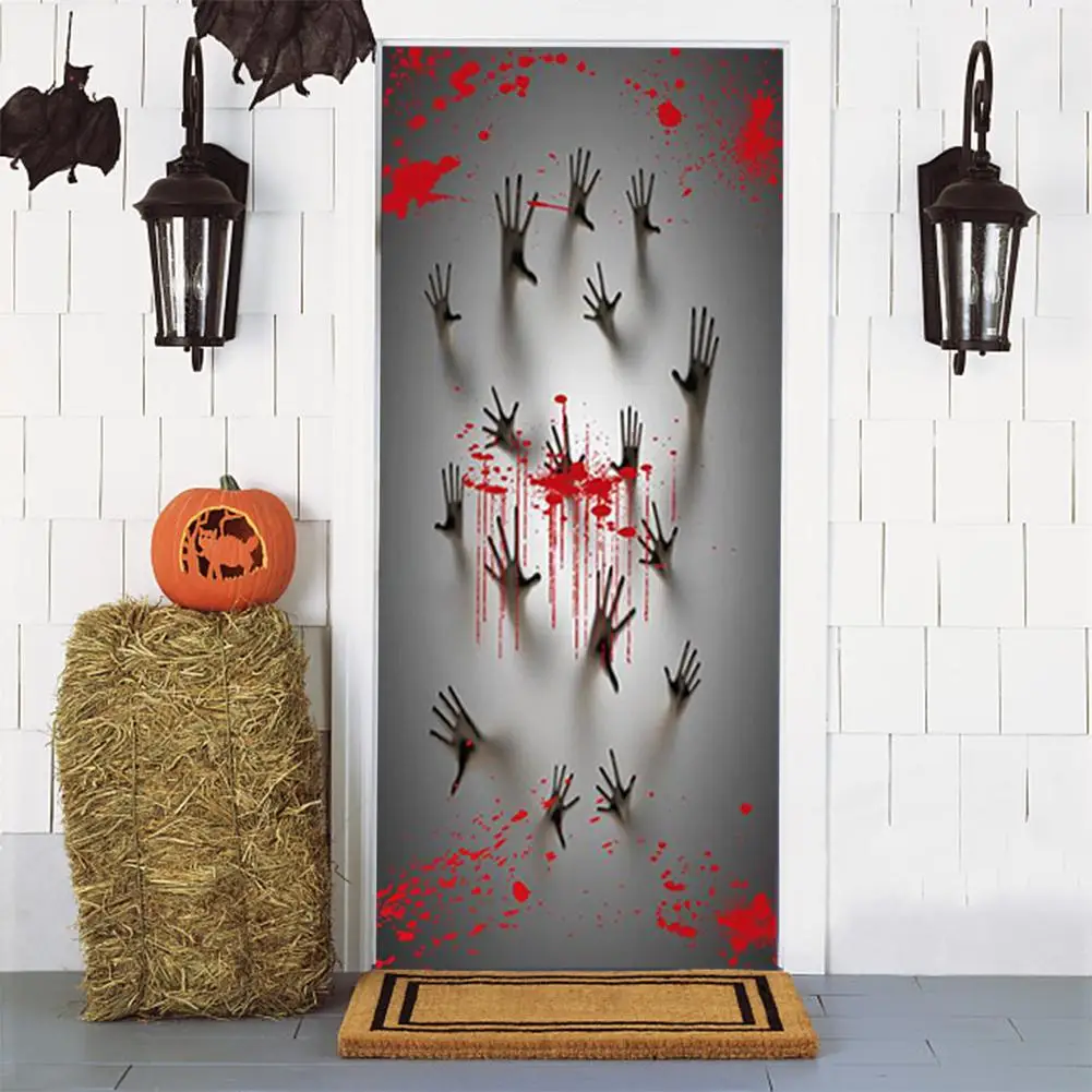 

Horror Halloween Decoration Wall Stickers Bloody Fingerprint Blooding Handprint Foot 3D Wallpaper Waterproof Floor Door Decor