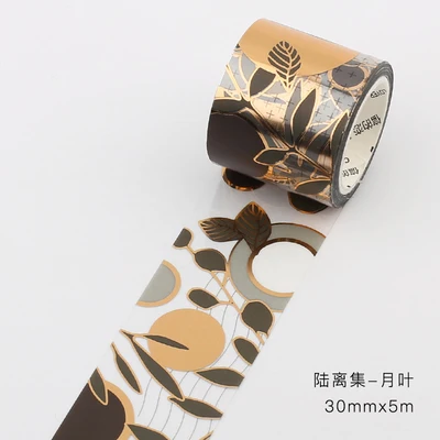 30 мм Золотая фольга листья Цветочная ветка ПЭТ лента для декорации Washi DIY