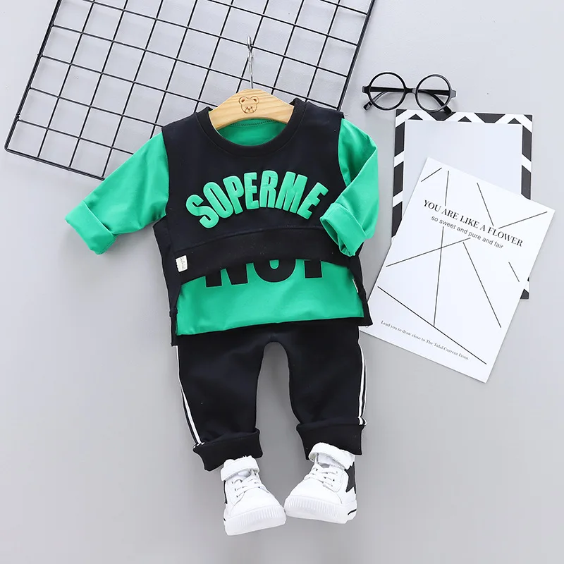 

Baby Boy Clothes 2019 Fashion Letter Vest + Shirts Top + Pants 3PCS Bebes Jogging Suits Sportswear Male Baby Suit Baby Outfits