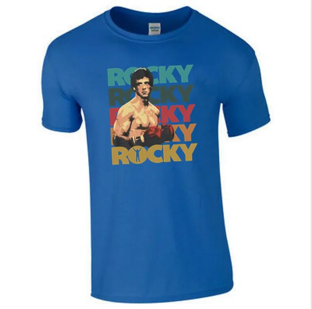 Бесплатная доставка футболка Rocky Balboa новый черный Вереск лицензированный 70