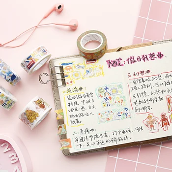 

Kinbor Funny Anime Japanese Washi Tape DIY Scrapbooking Decorative Paper Stickers Masking Tape Cute Cartoon Sealing Sticker