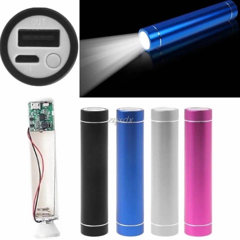 

1x 18650 Battery USB Holder Power Bank Case DIY 3 Mode Flashlight For Cell Phone