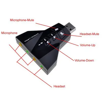 

Mic Speaker USB 2.0 3D Audio Sound Card Adapter 7.1 Channel Card Adapter