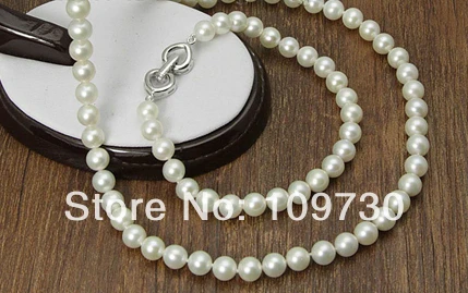

A0503 Jewelry 00592 Sets AAA 8-9mm White Cultured freshwater Pearl Necklace Bracelets (0430)
