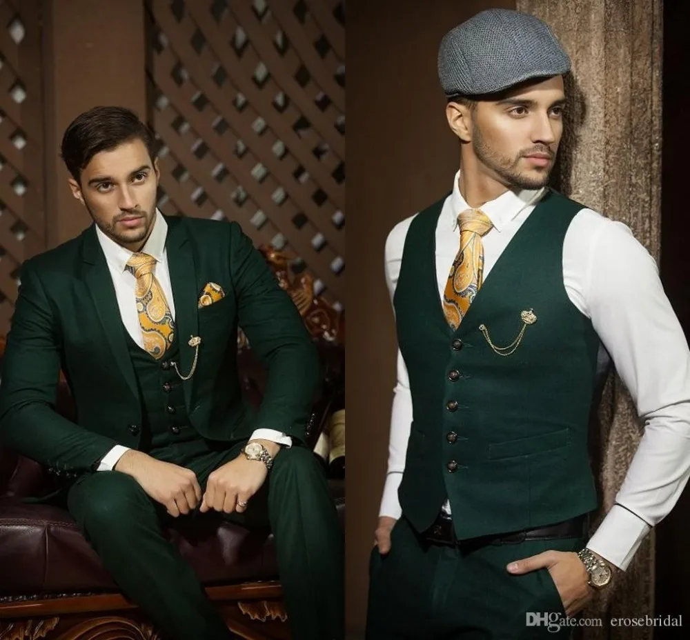 Custom Design One On Dark Green Groom Tuxedos Groomsmen Mens Custom Design One On Dark Green Groom Tuxedos Groomsmen Mens Wedding Suits Prom Bridegroom Jacket Pants Vest Tie No 564 In From Men S Clothing