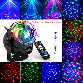 

High Party Lights Sound Activated with Remote Halloween Disco Ball Light Rotating LED Stage lights LG66