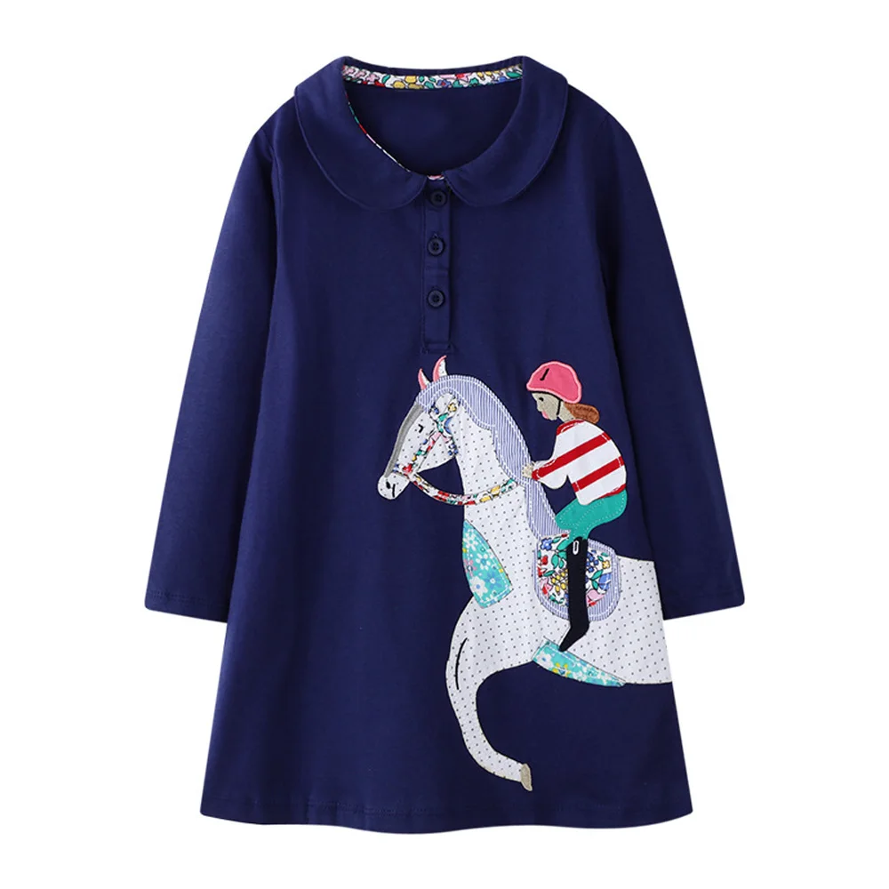

Unicorn Dress Long Sleeve Girl Costume Kids Princess Dress New Autumn Spring Vestido Animals Appliqued Girl Party Dress 2-7Years