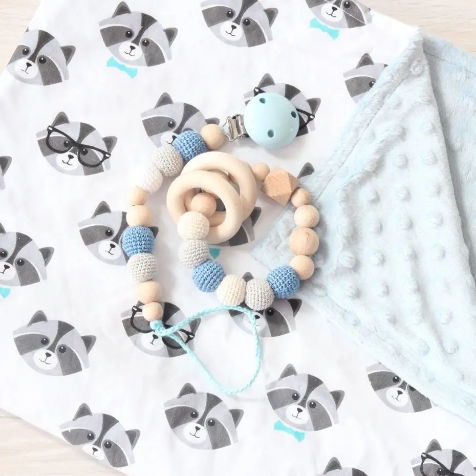 

2pcs/set Food Grade Wooden Teether Blue Baby Nursing Bracelet Soother Clip Breastfeeding Accessories Baby Organic Teething