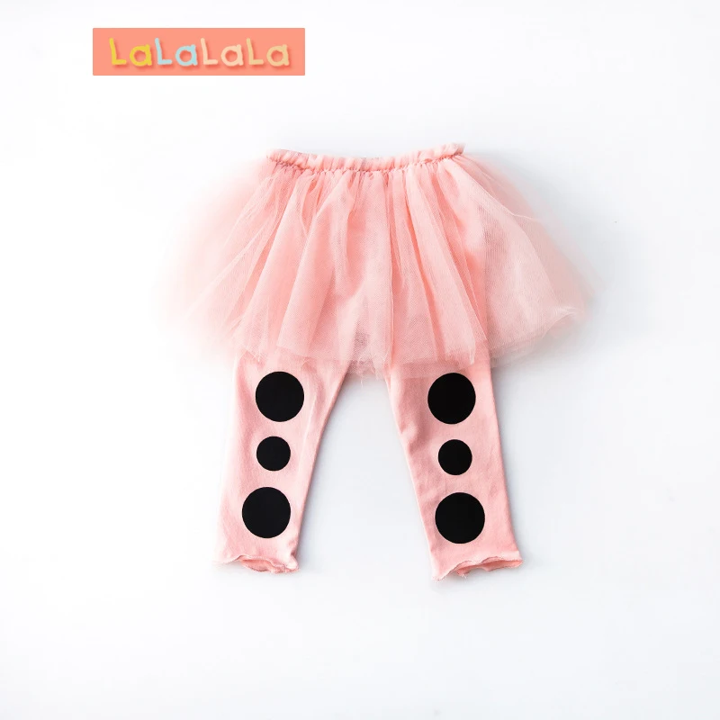 

Girls leggings 2019 spring new outer wear culottes children's trousers two pieces stitching dot solid color children's pants