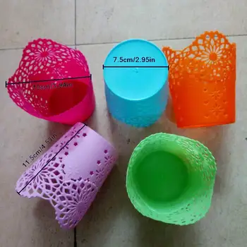 

480 PCS Candy Color Hollow Flower Pencil Holder Plastic Pen Holder Makeup Brush Holder Multifunctional Storage Stationery
