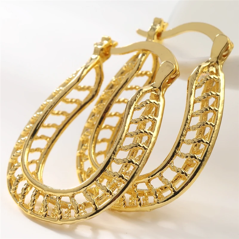 Классические желтое золото цвет серьги-кольца из металла для женщин Преувеличенные Роскошные полые большая серьга-кольцо массивные ювелирные изделия L4E569