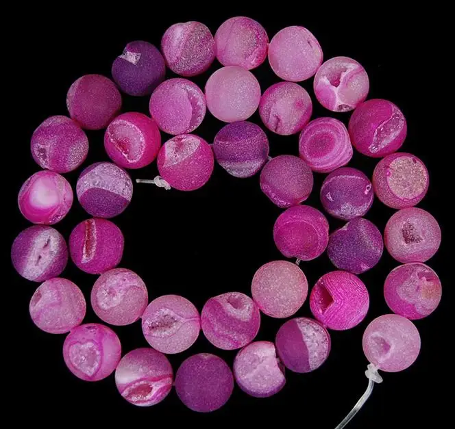 

Newest 10mm Magenta Druzy Agates Round Loose Beads 15inches One Full Strand