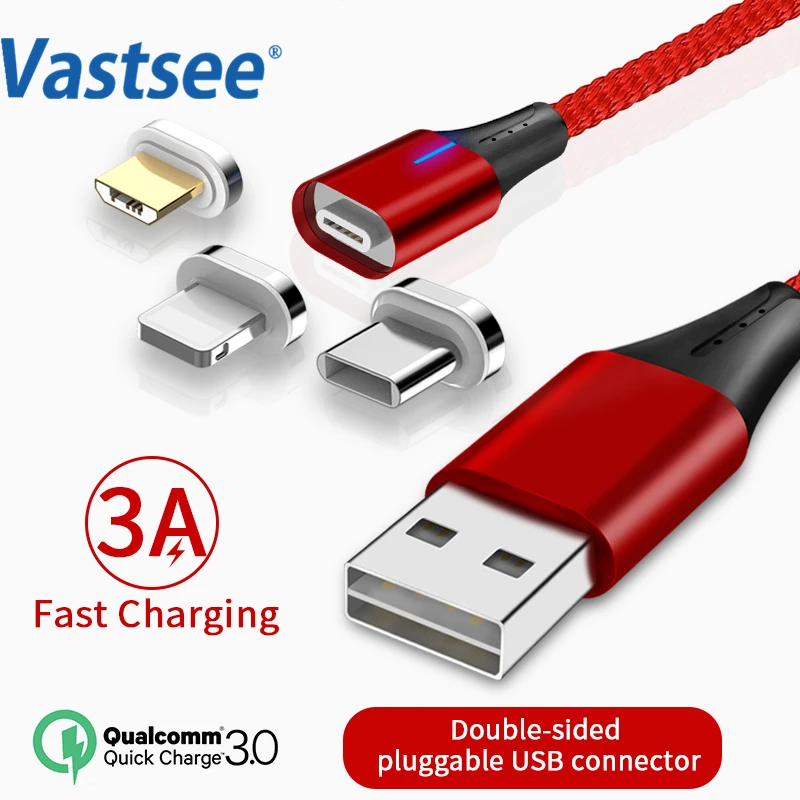 

3A Magnetic Intelligent Lightning Cable for IPhone Micro Usb Cable Type C Super Fast Charging Cable for IPhone Huawei Xiaomi