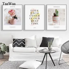 TAAWAA Nordic Art Flowers Cactus  Posters and Prints Quote Canvas Painting Wall Art for Pictures for Living Room Home Decoration