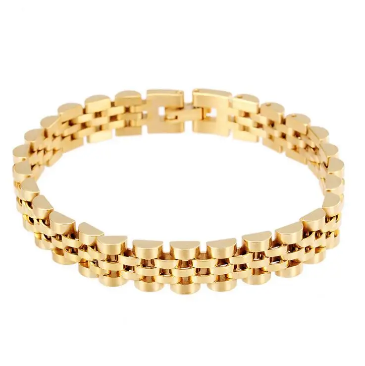 Мужские браслеты из нержавеющей стали байкерские звенья цепи 10 мм широкий золотой браслет классический браслет бижутерия для мужчин и женщин