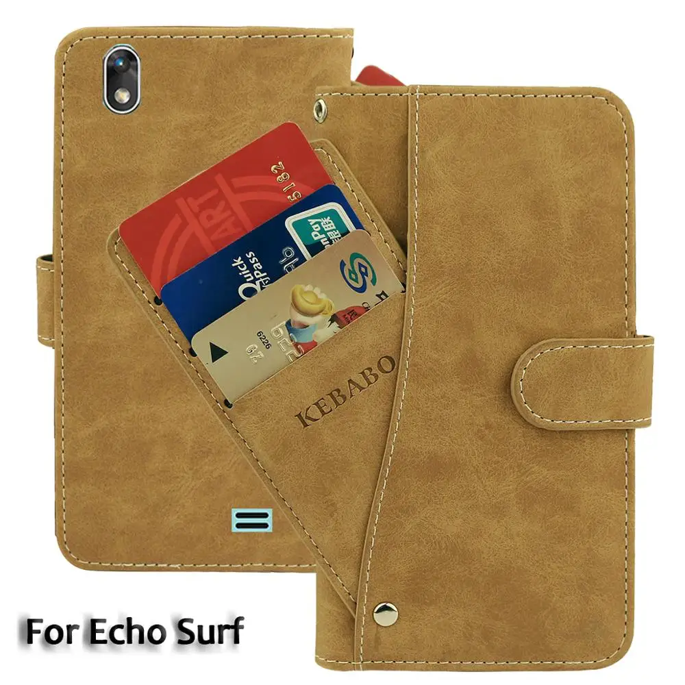 Leather Wallet Echo Surf 5&quot Case Flip Retro Luxury Front Card Slots Cases Cover Business Magnetic Phone Bags | Мобильные
