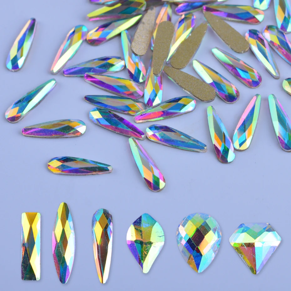 Full Beauty 10 шт. Кристальные блестящие 3D Стразы для дизайна ногтей AB Красочные