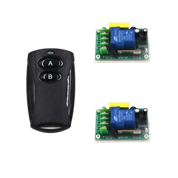 

AC 220V 30A 315MHZ 1CH Wireless RF Remote Control Switch Transmitter AB Buttons + 2 Receivers 4368