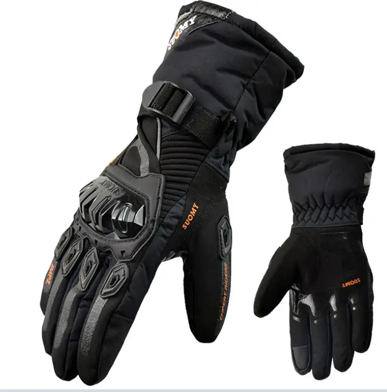 SUOMY зимние теплые moto rcycle перчатки водонепроницаемые ветрозащитные Guantes moto Luvas с сенсорным экраном moto siklet Eldiveni защитные - Цвет: WP-02 black