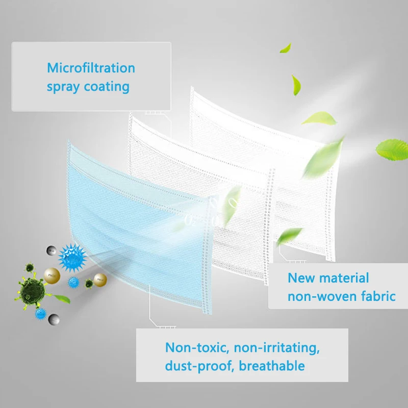 50 шт. 2/3 слоев пылезащитный чехол для лица маски против пыли одноразовые хирургические медицинские салонные ушные маски со ртом для лица