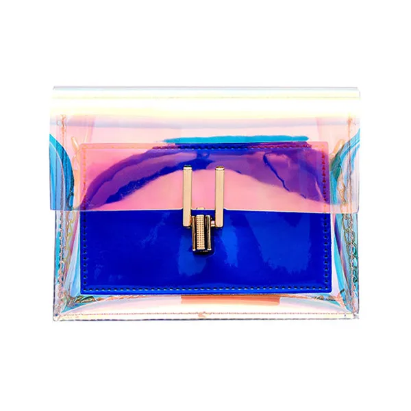 Женская Лазерная сумка через плечо, сумка через плечо, ПВХ желе, маленькая сумка через плечо, лазерная голографическая женская сумка Torebka damsk - Цвет: Blue