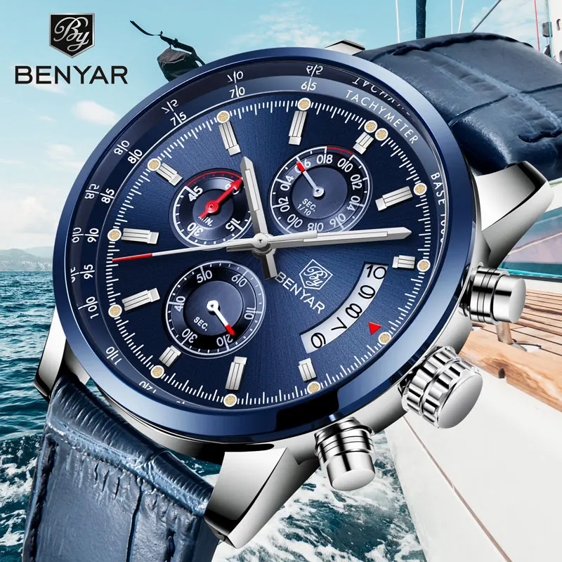 

BENYAR Men's Watches Men's Luxury Fashion Brand Military / Sports Watch Waterproof Stainless Steel Chronograph Relogio Masculino
