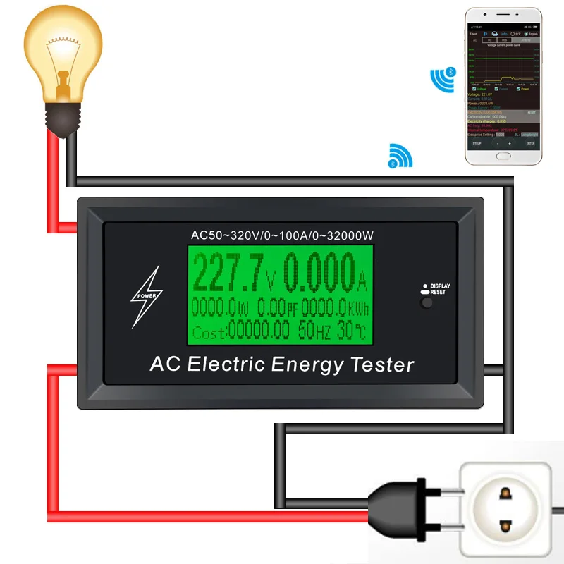3Kkw цифровой Напряжение телефон приложение переменного тока измерители индикатор мощность энергии вольтметр амперметр тока Ампер Вольт ваттметр тестер детектор
