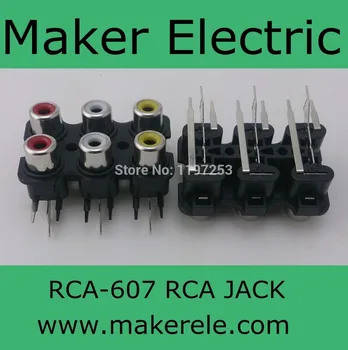 

Free shipping mini jack rca pin jack RCA-607 Trip RCA jack to 6 ports RCA pin jack (Cinch connector)